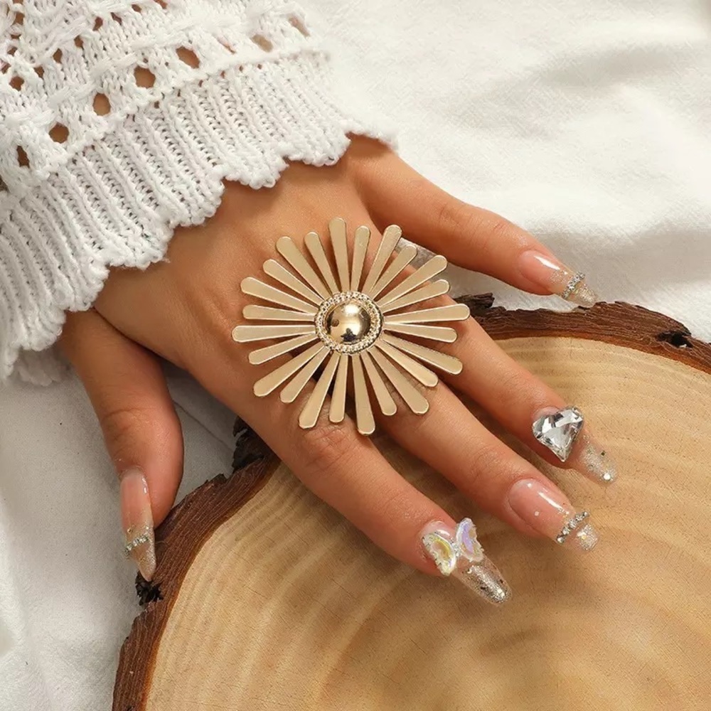 Huge Flower Petals Statement Ring